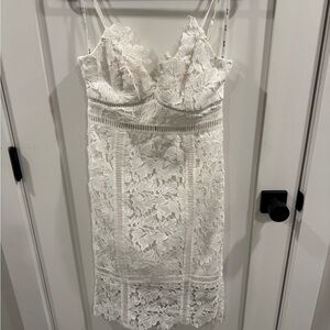 Bardot White Floral Lace Midi Dress